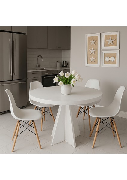 Yıldız Model 90 Çaplı 75 cm Yükseklikli (36 mm Kalın Kenarlı) (Sandalye Yok) Yuvarlak Yemek Masası