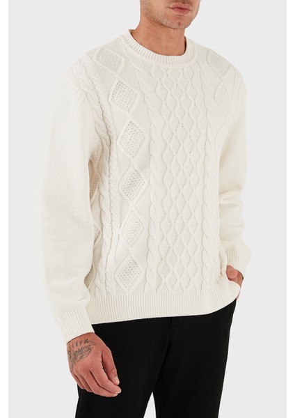 Yün Karışımlı Regular Fit Bisiklet Yaka Örgülü Kazak Erkek Kazak XM001331 AF13776 U0009 modelleri