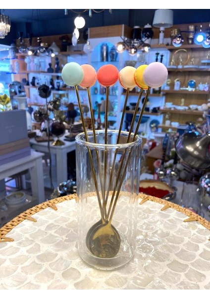 Altın Makaron Desen 6'lı Kahve Kaşık