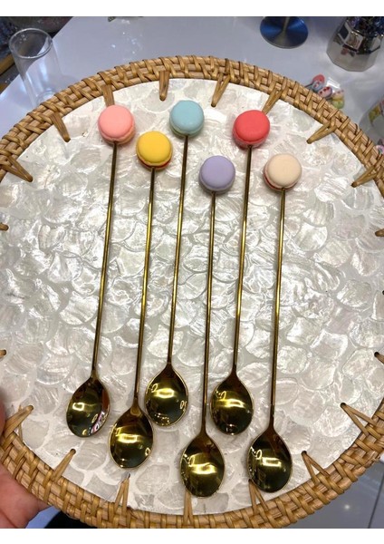 Altın Makaron Desen 6'lı Kahve Kaşık fiyatları