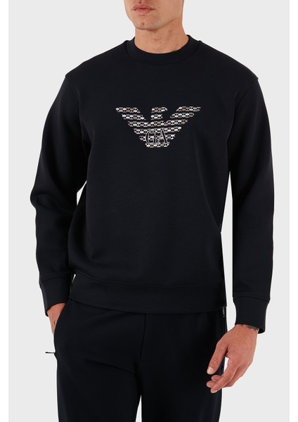 Logo Işlmeli Streç Pamuklu Regular Fit Bisiklet Yaka Sweat Erkek Sweat EM002906 AF10013 MB369