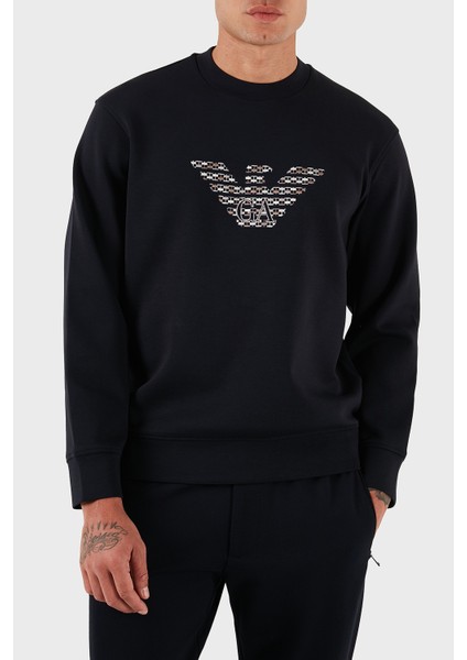 Logo Işlmeli Streç Pamuklu Regular Fit Bisiklet Yaka Sweat Erkek Sweat EM002906 AF10013 MB369 fırsatları