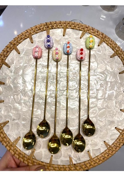 Altın Pasta Desen 6'lı Kahve Kaşık fiyatları