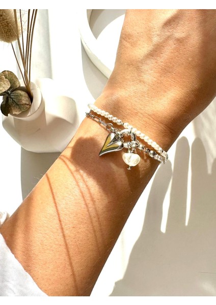 Kalpli Charm Inci ve Zincirli Bileklik modelleri