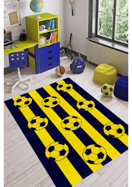 Dijital Baskılı Kaymaz Taban Sarı Lacivert Taraftar Çocuk Oyun Halısı