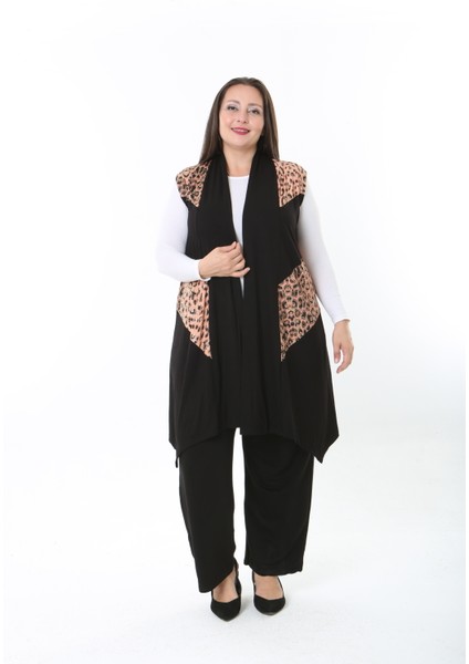 Kadın Likralı Desenli Büyük Beden Yelek