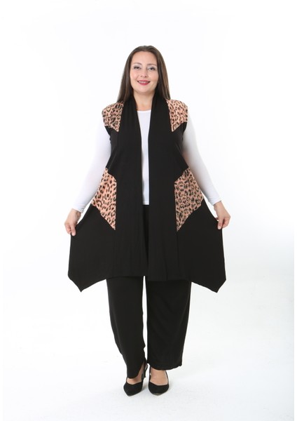 Kadın Likralı Desenli Büyük Beden Yelek