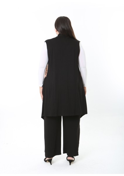 Kadın Likralı Desenli Büyük Beden Yelek