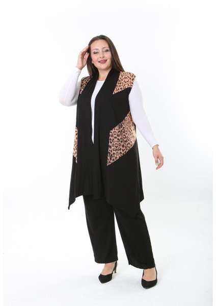 Kadın Likralı Desenli Büyük Beden Yelek