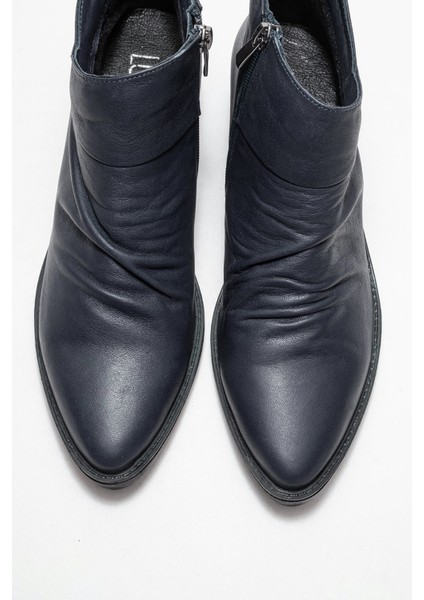 Rule Lacivert Hakiki Deri Kadın Kalın Topuklu Bot fiyatları