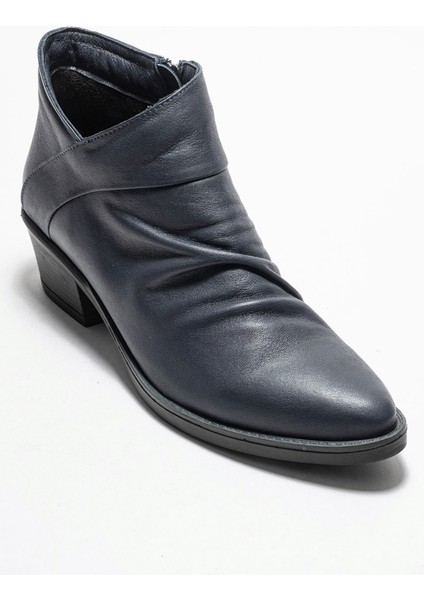 Rule Lacivert Hakiki Deri Kadın Kalın Topuklu Bot modelleri