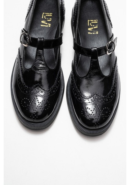 Janney Siyah Rugan Hakiki Deri Bantlı Kadın Loafer Ayakkabı fiyatları