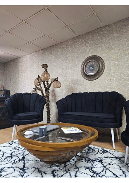 Istiridye Takım Beyaz Boyalı Sivriltme Ayak Çay Seti Koltuk Takımı Siyah Renk 110 x 48 Boyut/ebat fırsatları