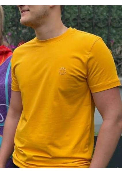 Regular Fit Bisiklet Yaka %100 Pamuk Kısa Kol Unisex Basic Sarı Tişört fırsatları