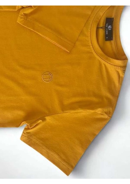 Regular Fit Bisiklet Yaka %100 Pamuk Kısa Kol Unisex Basic Sarı Tişört