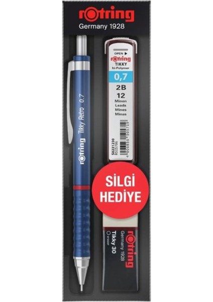 Okul Seti Tikky Retro 0.7+Min Silgi Hediyeli Mavi