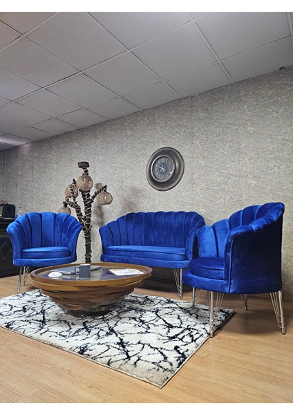 Istiridye Takım Krom Kaplama Telli Ayak Çay Seti Koltuk Takımı Mavi Renk 110 x 48 Boyut/ebat fırsatları