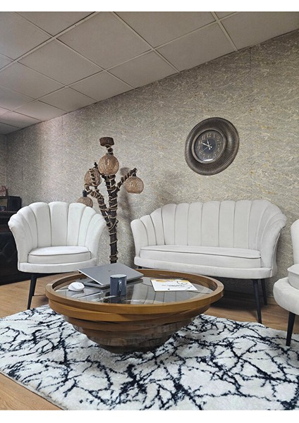 Istiridye Takım Siyah Boyalı Sivriltme Ayak Çay Seti Koltuk Takımı Krem Renk 110 x 48 Boyut/ebat fırsatları