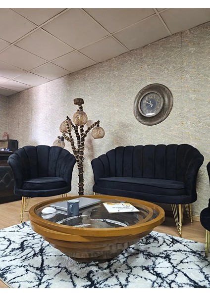 Istiridye Takım Gold Kaplama Telli Ayak Çay Seti Koltuk Takımı Siyah Renk 110 x 48 Boyut/ebat fırsatları