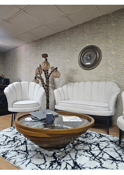 Istiridye Takım Siyah Boyalı Telli Ayak Çay Seti Koltuk Takımı Krem Renk 110 x 48 Boyut/ebat fırsatları