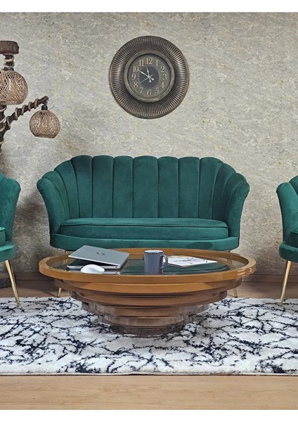 Istiridye Takım Gold Kaplama Sivriltme Ayak Çay Seti Koltuk Takımı Yeşil Renk 110 x 48 Boyut/ebat fiyatları