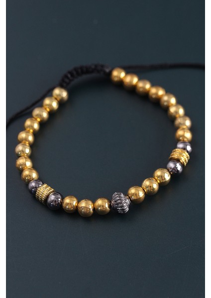 Doğal Taş Çember Model Gold ve Füme Renk Asansörlü Erkek Bileklik - EBJ250902W37683 fiyatları