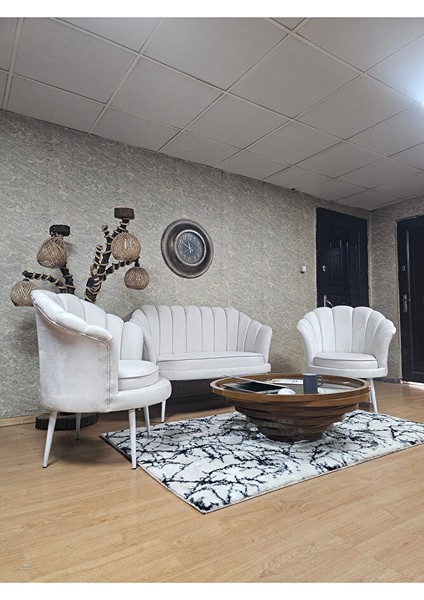 Istiridye Takım Beyaz Boyalı Sivriltme Ayak Çay Seti Koltuk Takımı Krem Renk 110 x 48 Boyut/ebat modelleri
