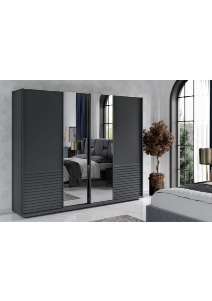 Cotta Grey Sürgülü Gardırop