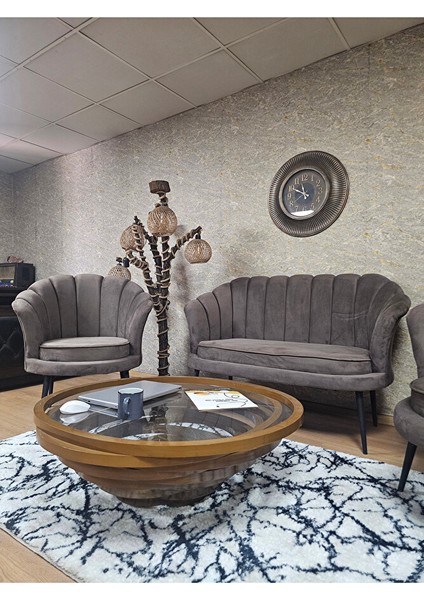 Istiridye Takım Siyah Boyalı Sivriltme Ayak Çay Seti Koltuk Takımı Kahverengi Renk 110 x 48 Boyut/ebat fırsatları