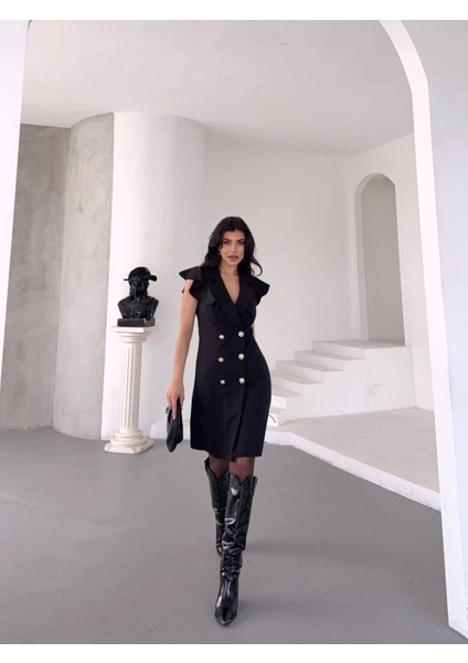 Fırfır Yaka Ceket Elbise modelleri