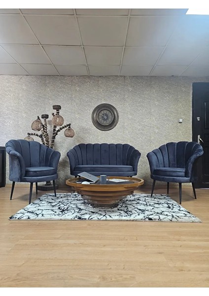 Istiridye Takım Siyah Boyalı Sivriltme Ayak Çay Seti Koltuk Takımı Füme Renk 110 x 48 Boyut/ebat