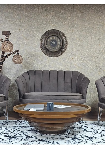 Istiridye Takım Krom Kaplama Telli Ayak Çay Seti Koltuk Takımı Kahverengi Renk 110 x 48 Boyut/ebat fiyatları
