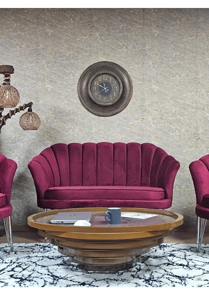 Istiridye Takım Krom Kaplama Telli Ayak Çay Seti Koltuk Takımı Bordo Renk 110 x 48 Boyut/ebat fiyatları