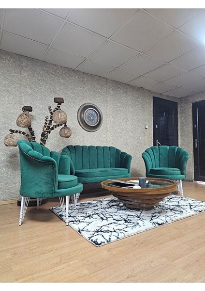Istiridye Takım Beyaz Boyalı Telli Ayak Çay Seti Koltuk Takımı Yeşil Renk 110 x 48 Boyut/ebat modelleri