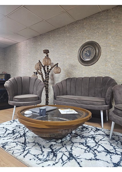 Istiridye Takım Beyaz Boyalı Sivriltme Ayak Çay Seti Koltuk Takımı Kahverengi Renk 110 x 48 Boyut/ebat fırsatları