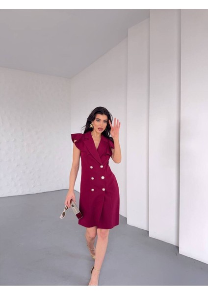 Fırfır Yaka Ceket Elbise