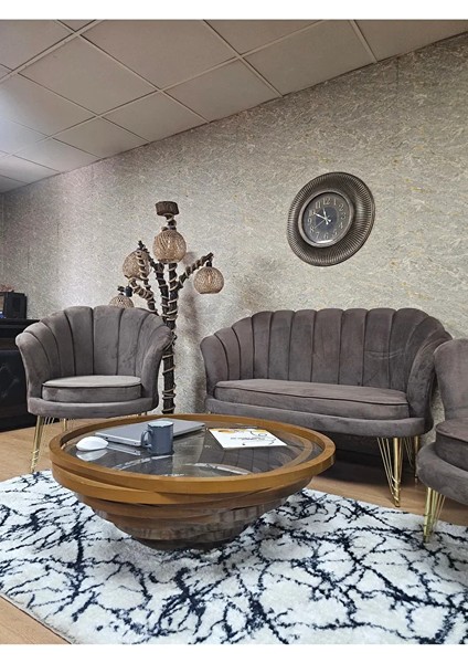 Istiridye Takım Gold Kaplama Telli Ayak Çay Seti Koltuk Takımı Kahverengi Renk 110 x 48 Boyut/ebat fırsatları