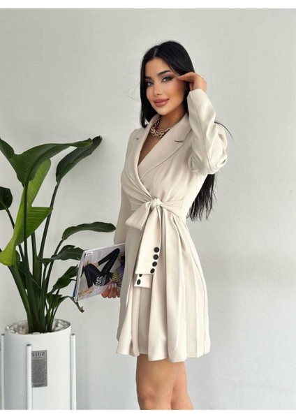 Yan Pileli Düğme Detaylı Ceket Elbise fiyatları