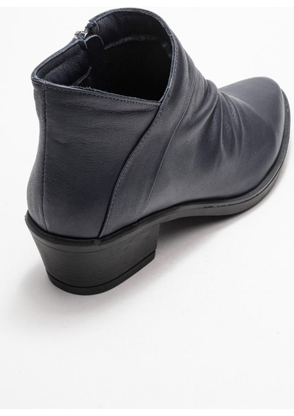 Rule Lacivert Hakiki Deri Kadın Kalın Topuklu Bot indirimleri