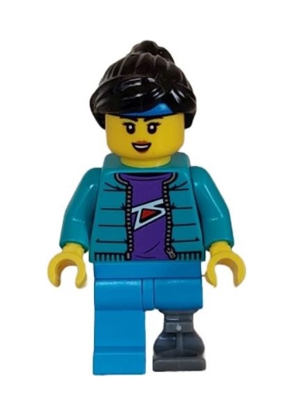 Minifigür Skateboarder Female Dark Azure Legs With Prosthetic Leg CTY1628