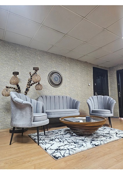 Istiridye Takım Siyah Boyalı Sivriltme Ayak Çay Seti Koltuk Takımı Gri Renk 110 x 48 Boyut/ebat modelleri