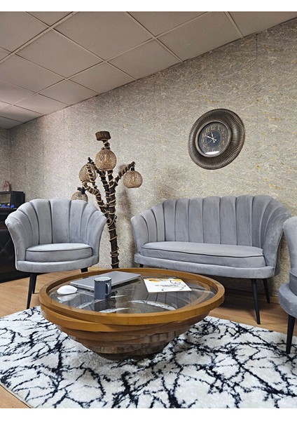 Istiridye Takım Siyah Boyalı Sivriltme Ayak Çay Seti Koltuk Takımı Gri Renk 110 x 48 Boyut/ebat fırsatları