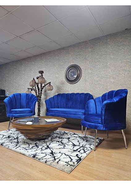 Istiridye Takım Krom Kaplama Sivriltme Ayak Çay Seti Koltuk Takımı Mavi Renk 110 x 48 Boyut/ebat fırsatları