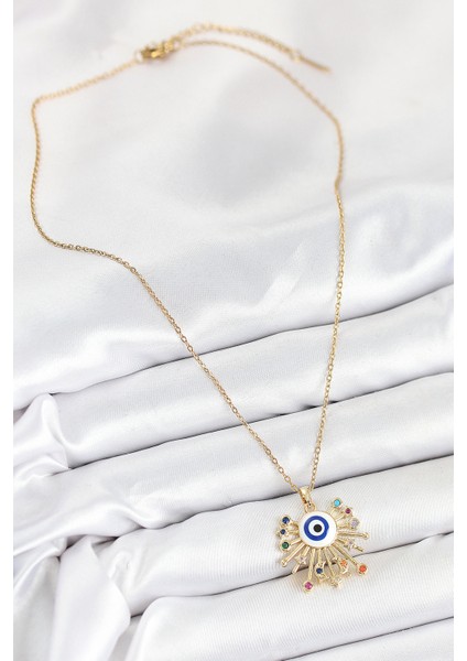 Zirkon Taşlı Nazar Model Gold Renk Kadın Kolye - EBJ250902W37709 fiyatları