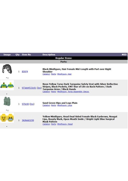 Minifigür Ambulance Driver Female CTY1569 fiyatları