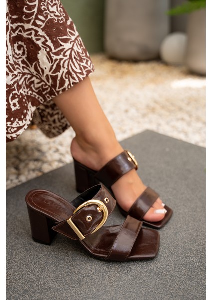 Most Acı Kahve Gold Toka Detaylı Kadın Terlik fırsatları