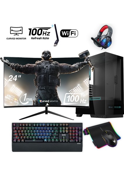 Witcher i5-10400F 16GB 512GB M.2 NVME SSD RX 580 8GB 24'' Oyuncu Masaüstü Bilgisayar