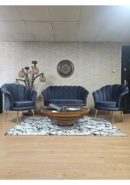 Istiridye Takım Gold Kaplama Sivriltme Ayak Çay Seti Koltuk Takımı Füme Renk 110 x 48 Boyut/ebat