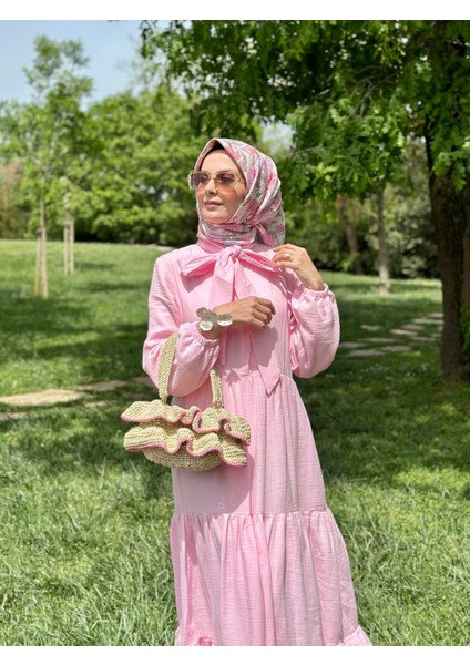 %100 Müslin Çift Kat Kumaş Tam Boy Elbise
