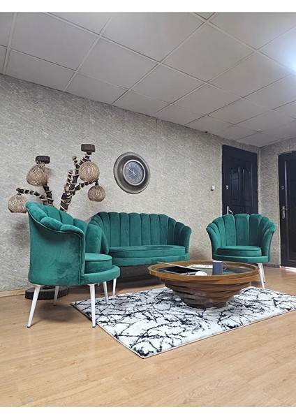 Istiridye Takım Beyaz Boyalı Sivriltme Ayak Çay Seti Koltuk Takımı Yeşil Renk 110 x 48 Boyut/ebat modelleri